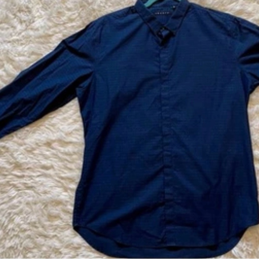 Theory Men’s Button-down Shirt Large Camrose 100% Cotton Collared Blue Office - Picture 4 of 9